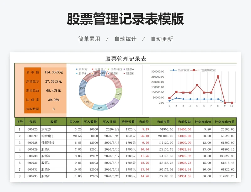 股票管理记录表模版