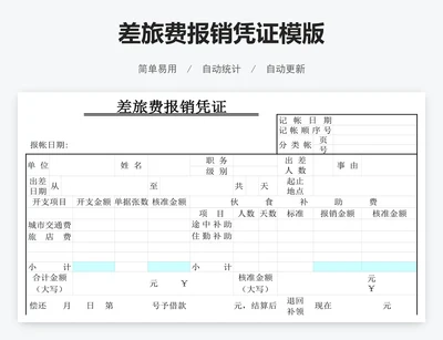 差旅费报销凭证模版