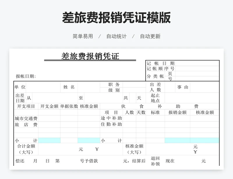 差旅费报销凭证模版