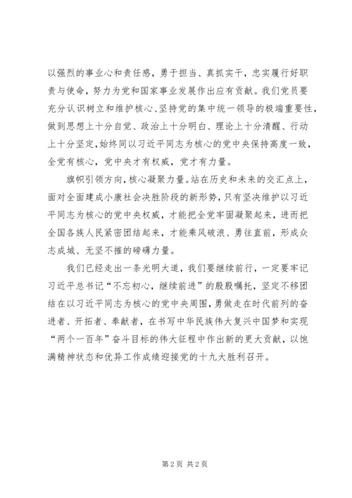 增强四个意识、维护核心地位党课心得体会 (3).docx