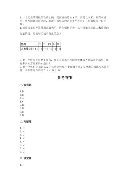 人教版六年级下册数学期末测试卷【研优卷】.docx