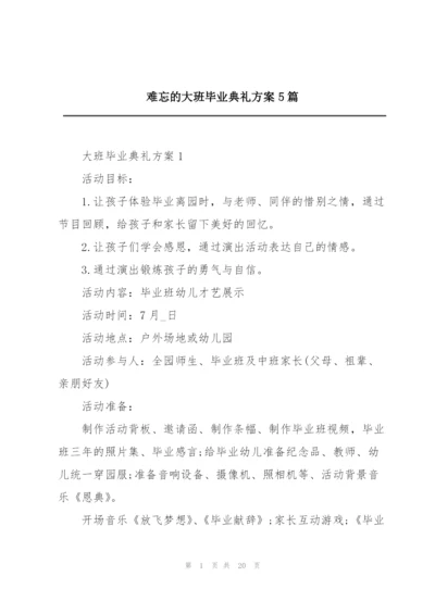 难忘的大班毕业典礼方案5篇.docx