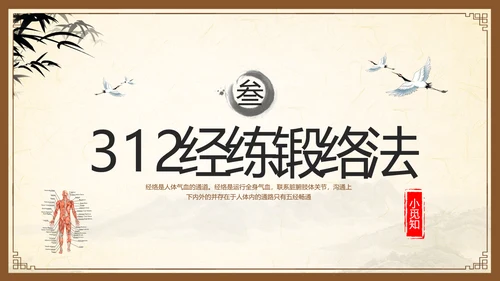 棕色复古中医经络养生PPT模板宣传PPT动态PPT