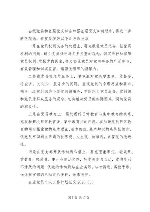企业党员个人工作计划范文某年.docx