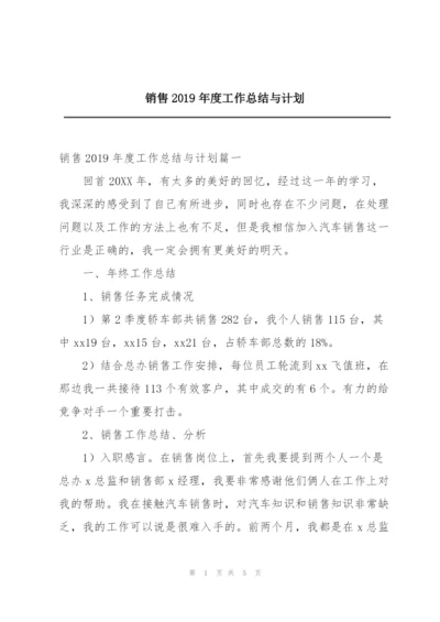 销售2019年度工作总结与计划.docx