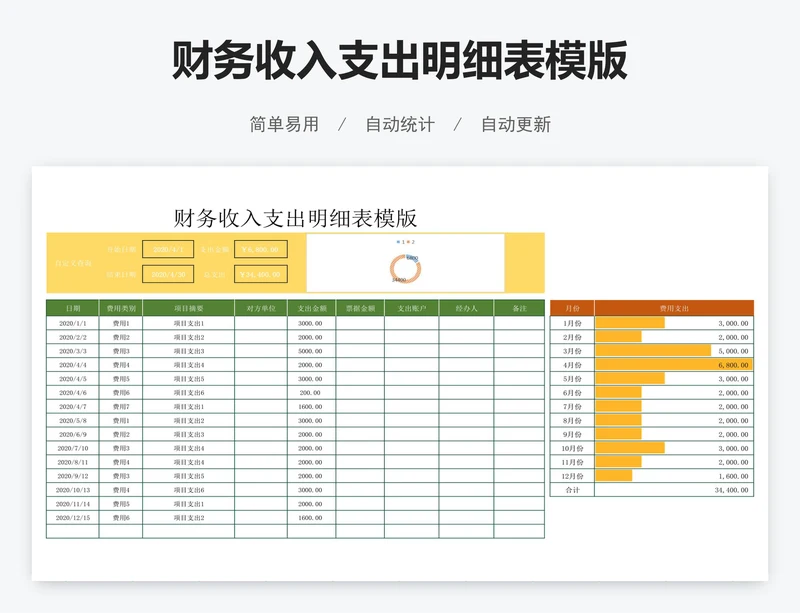 财务收入支出明细表模版