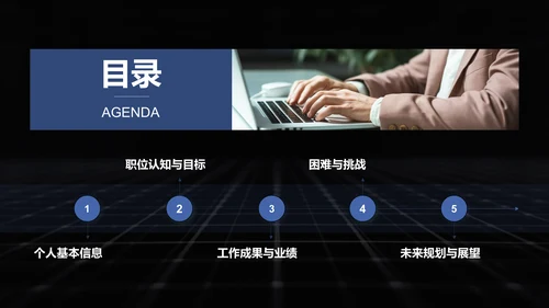蓝色商务风转正述职报告通用模板PPT模板