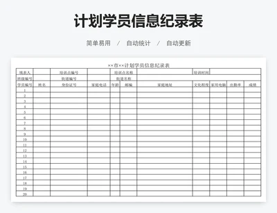 计划学员信息纪录表