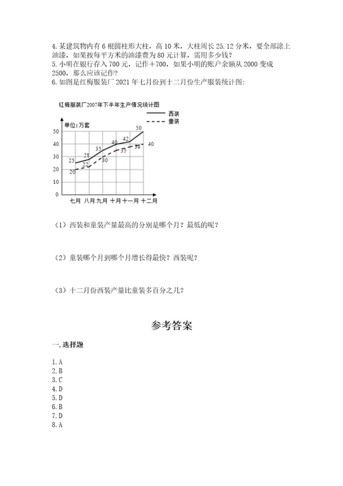 冀教版小学六年级下册数学期末综合素养测试卷（考点提分）