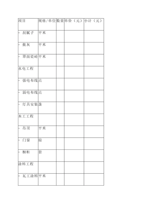 宣化旧房翻新装修报价单