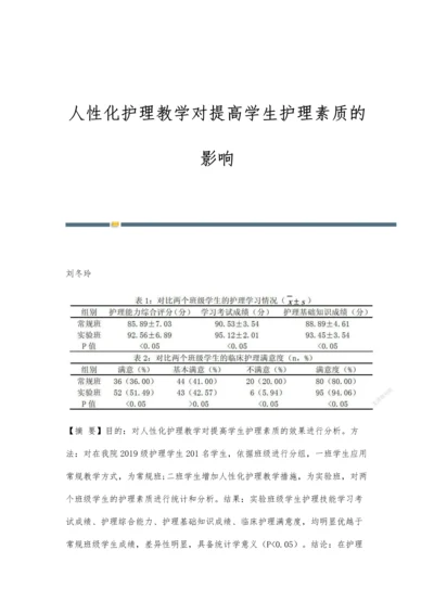 人性化护理教学对提高学生护理素质的影响.docx