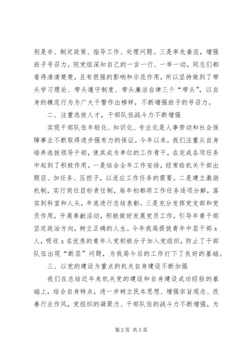 人事劳动和社会保障局组织工作总结.docx