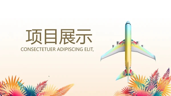 创意时尚水彩风航空公司动态PPT模板