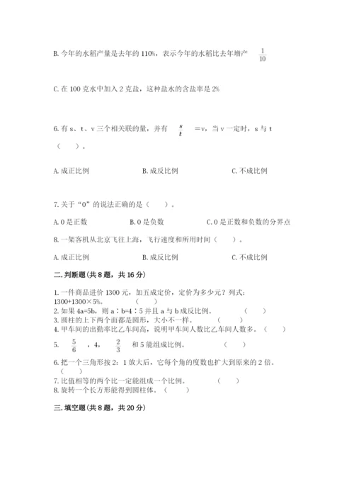 人教版六年级下册数学期末测试卷精品【达标题】.docx
