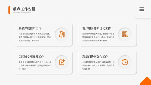 灰橙新拟态风格季度总结通用PPT模板