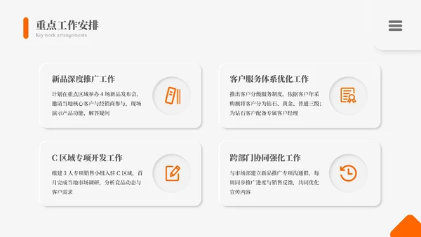 灰橙新拟态风格季度总结通用PPT模板