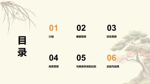 黄色插画墨子与古代劳动者哲学PPT模板