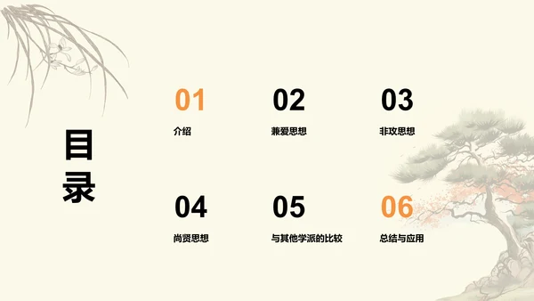 黄色插画墨子与古代劳动者哲学PPT模板