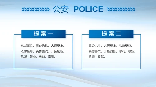 蓝色大气警察述职报告动态PPT模板