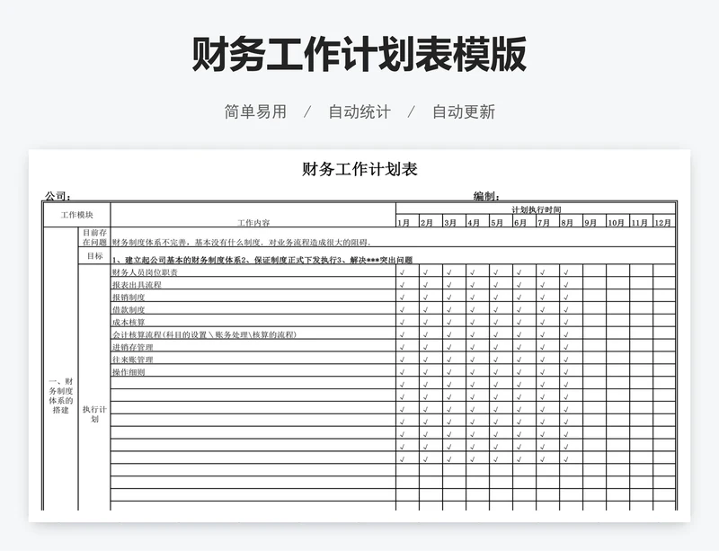 财务工作计划表模版