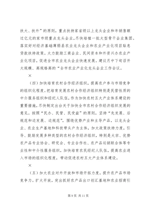 关于培育壮大五大产业体系促进农民增收情况的调查.docx