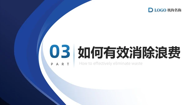 蓝色简约商务精益生产八大浪费PPT模板