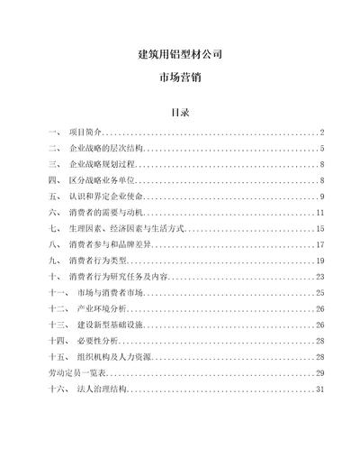 建筑用铝型材公司市场营销范文