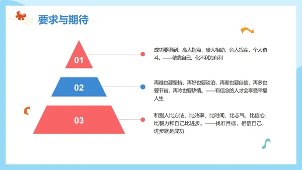 蓝色简约卡通小升初开学第一课主题班会PPT模板
