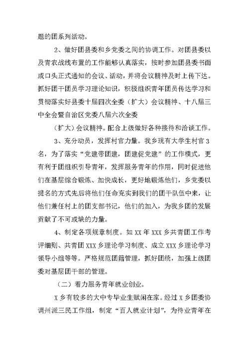 XX乡镇团委工作汇报