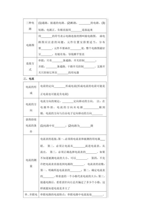 【轻松备课】人教版物理九年级上 第十五章 电流和电路 复习课 教学详案