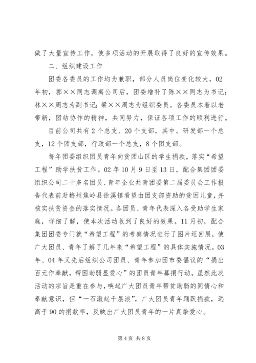 企业共青团委第二届委员会工作报告.docx