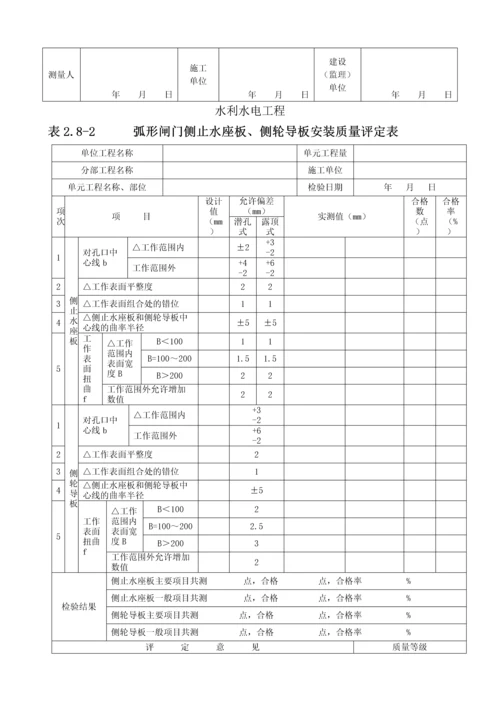 弧形闸门埋件安装单元工程质量评定表-yg.docx