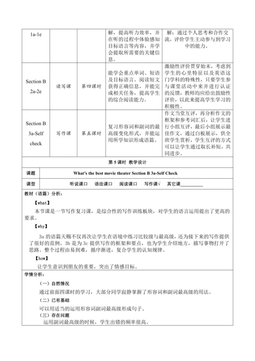 Section B 3a-Self Check 大单元教学+课时设计Unit 4 What's th