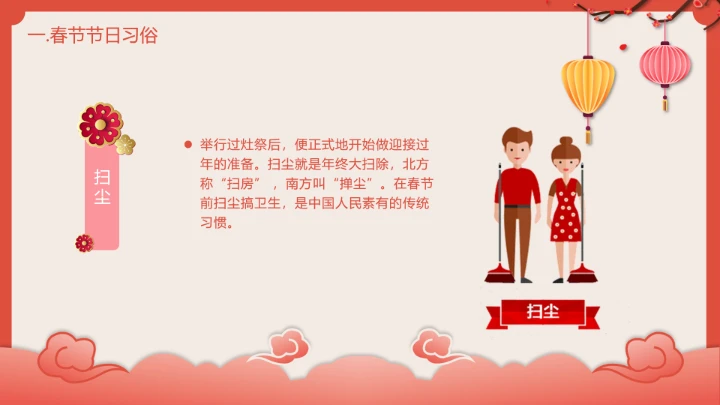 喜庆中国风春节介绍春节习俗简介PPT模板