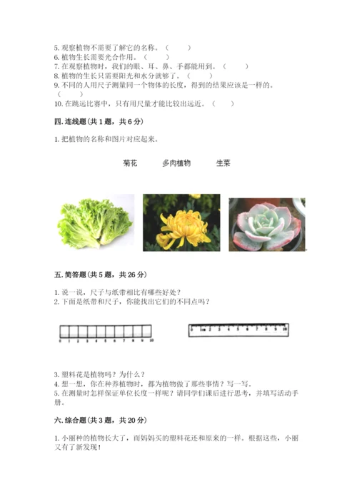 教科版一年级上册科学期末测试卷（中心小学）.docx