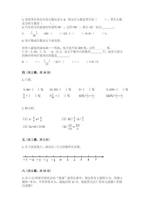 小学六年级数学摸底考试题附参考答案（轻巧夺冠）.docx