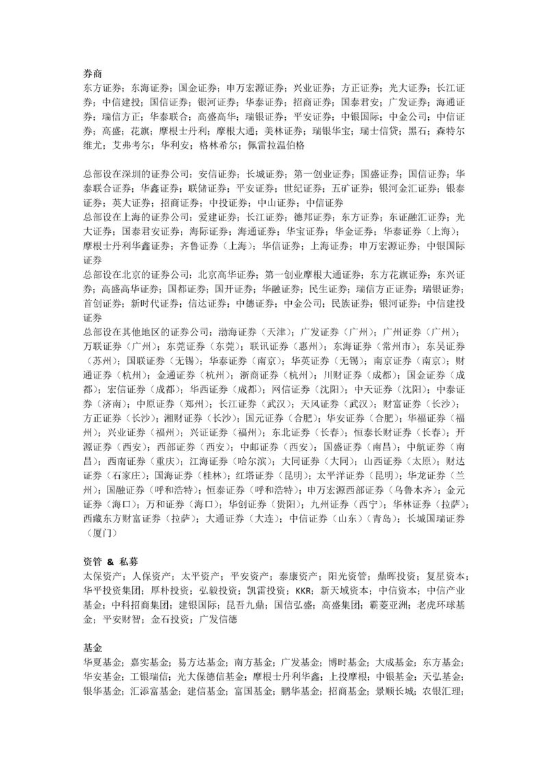 金融行业公司及职位整理大全.docx