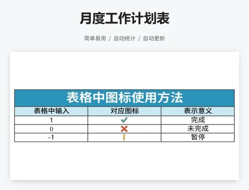 月度工作计划表