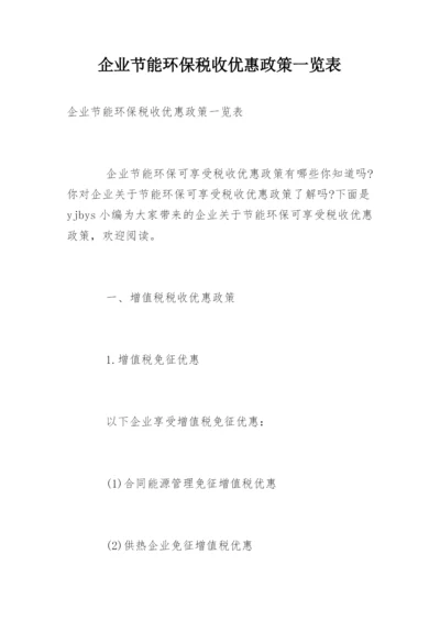 企业节能环保税收优惠政策一览表.docx