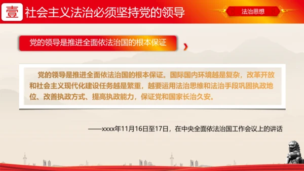 全面依法治国的领导法治思想ppt模板