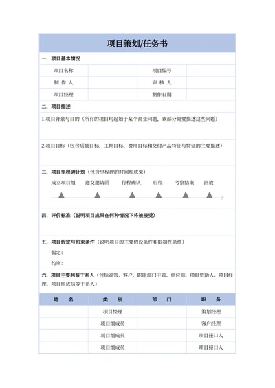项目策划任务书