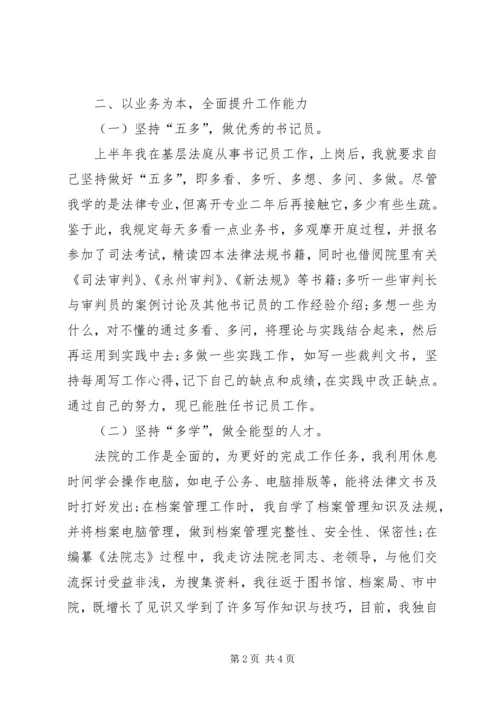 书记员某年终述职报告范文.docx