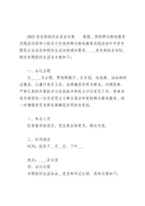 2022党支部组织生活会方案.docx