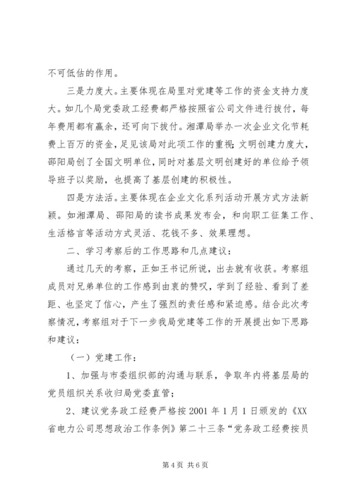 电力局关于党建工作的考察报告.docx