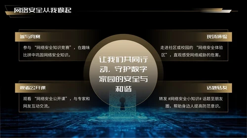 蓝金色科技风网络安全宣传周科普讲座PPT模板