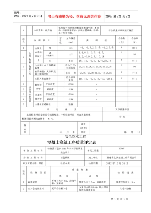 饮水安全工程施工质量评定表(集镇区评定).docx