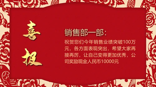 喜庆中国红公司企业喜报通用PPT模版