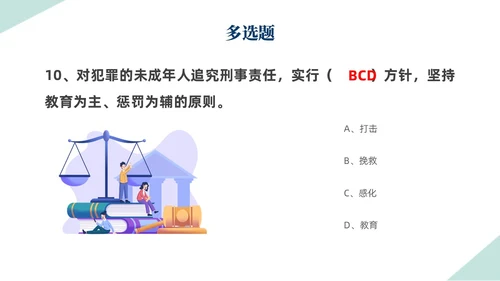 扁平插画简约形状背景天平元素法律知识竞赛PPT模板世界法律日