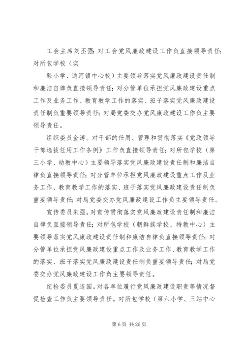 篇一：XX年教育系统党风廉政建设和反腐败工作责任分工.docx
