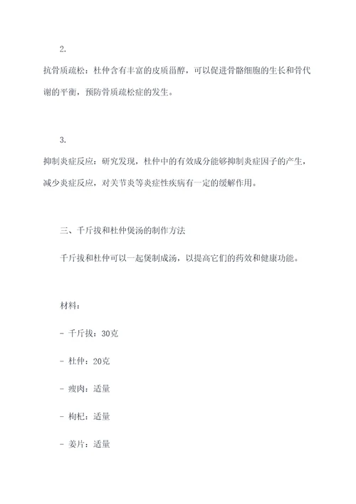 千斤拔和杜仲煲汤的功效